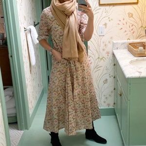 Floral Beige Midi Dress